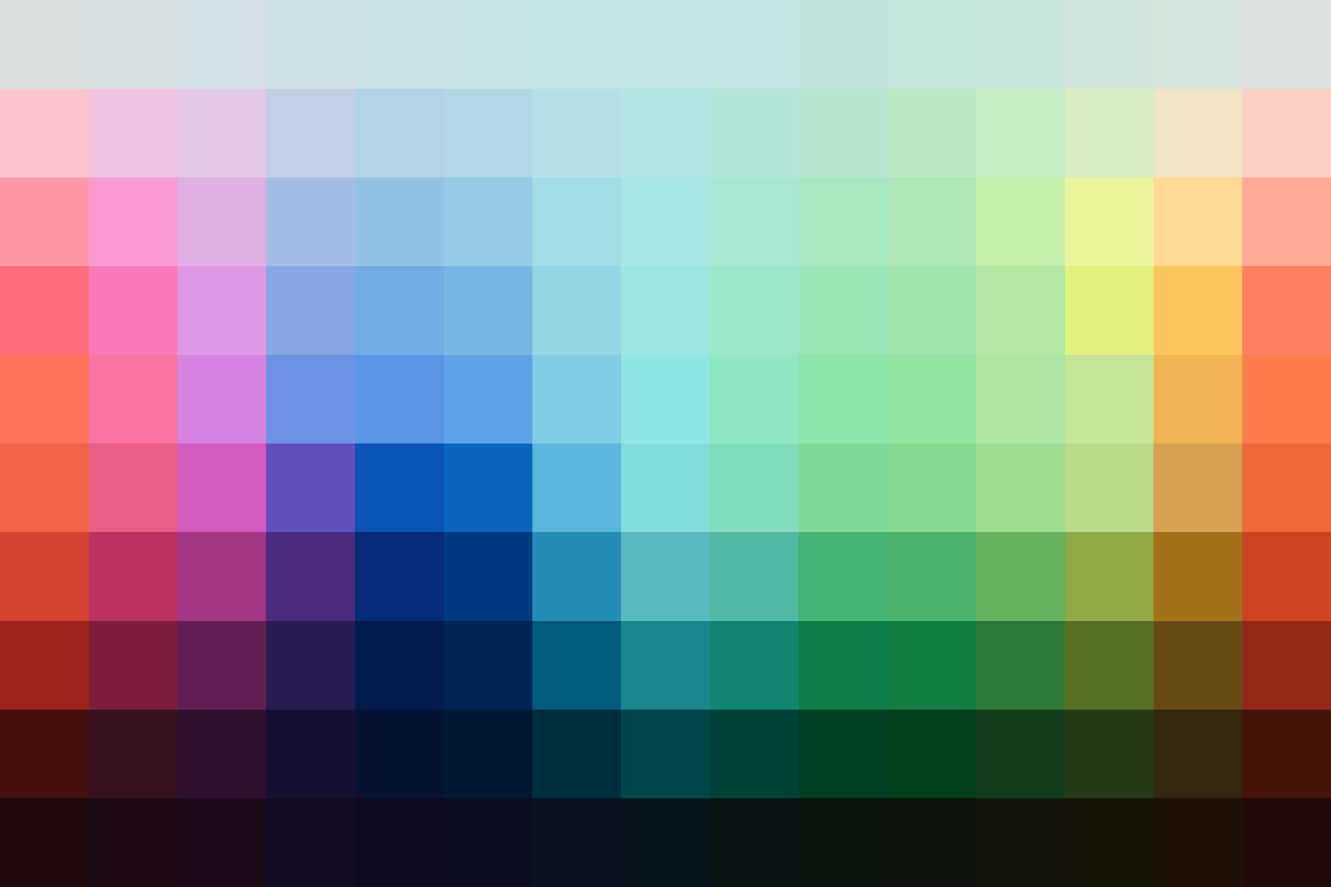 Color palette showing the adjusted hues from this Hawaii Blue Lightroom Preset.