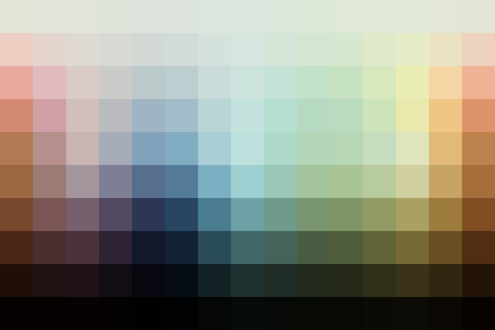 Color palette showing the adjusted hues from this Elopement Lightroom Preset.