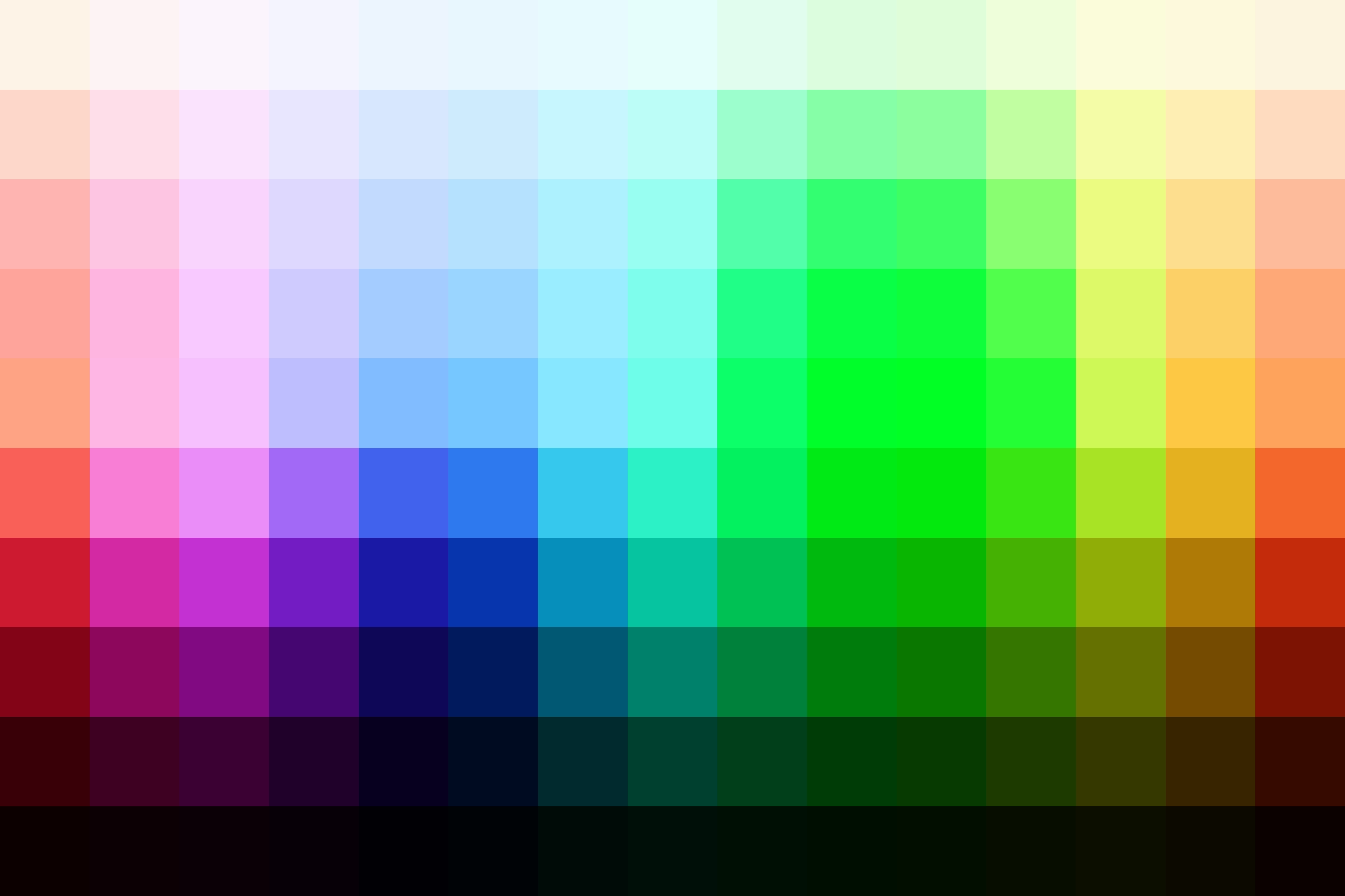 Color palette showing the adjusted hues from this Fireworks Lightroom Preset.