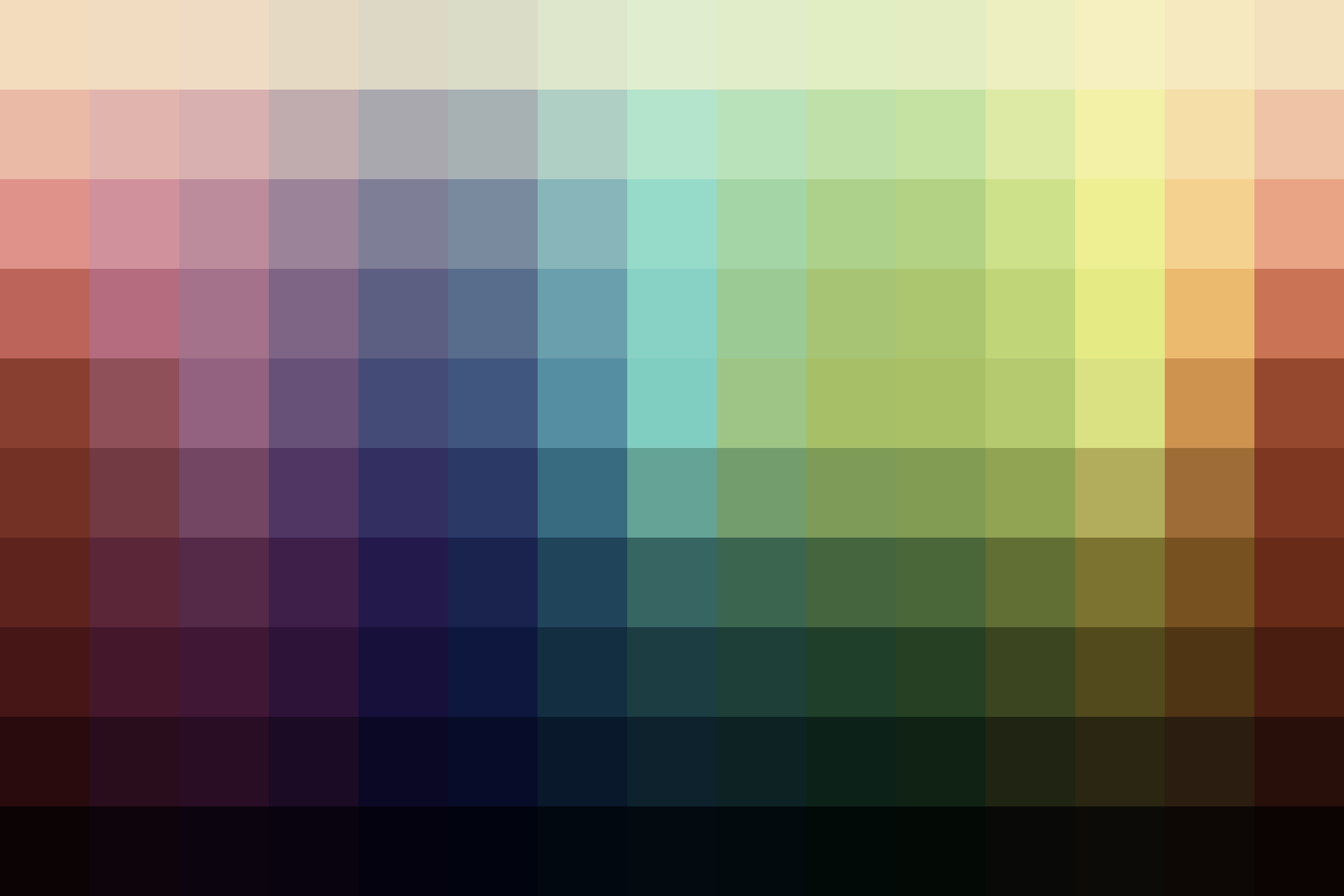 Color palette showing the adjusted hues from this Oppenheimer LUT.