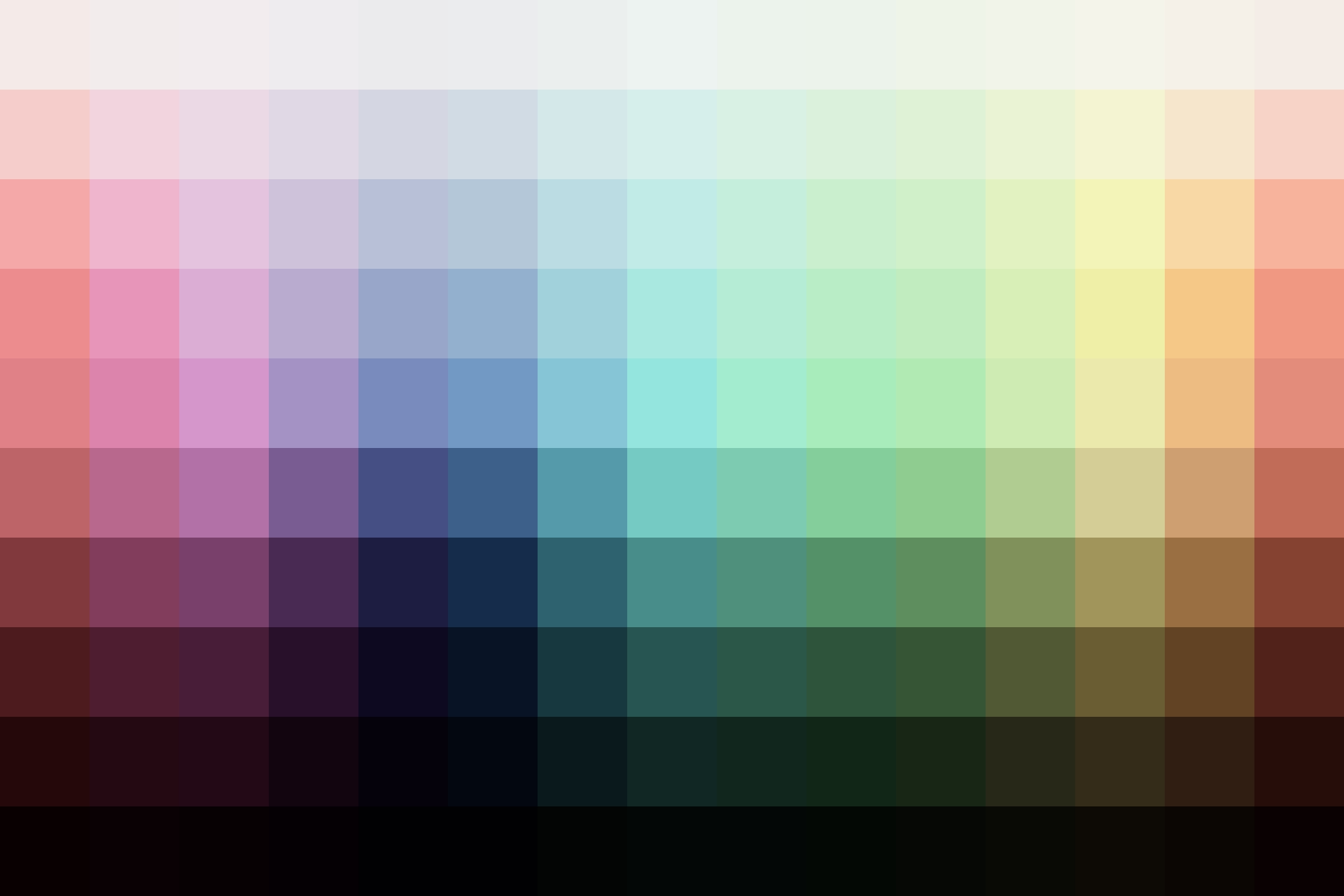 Color palette showing the adjusted hues from this Pale LUT.