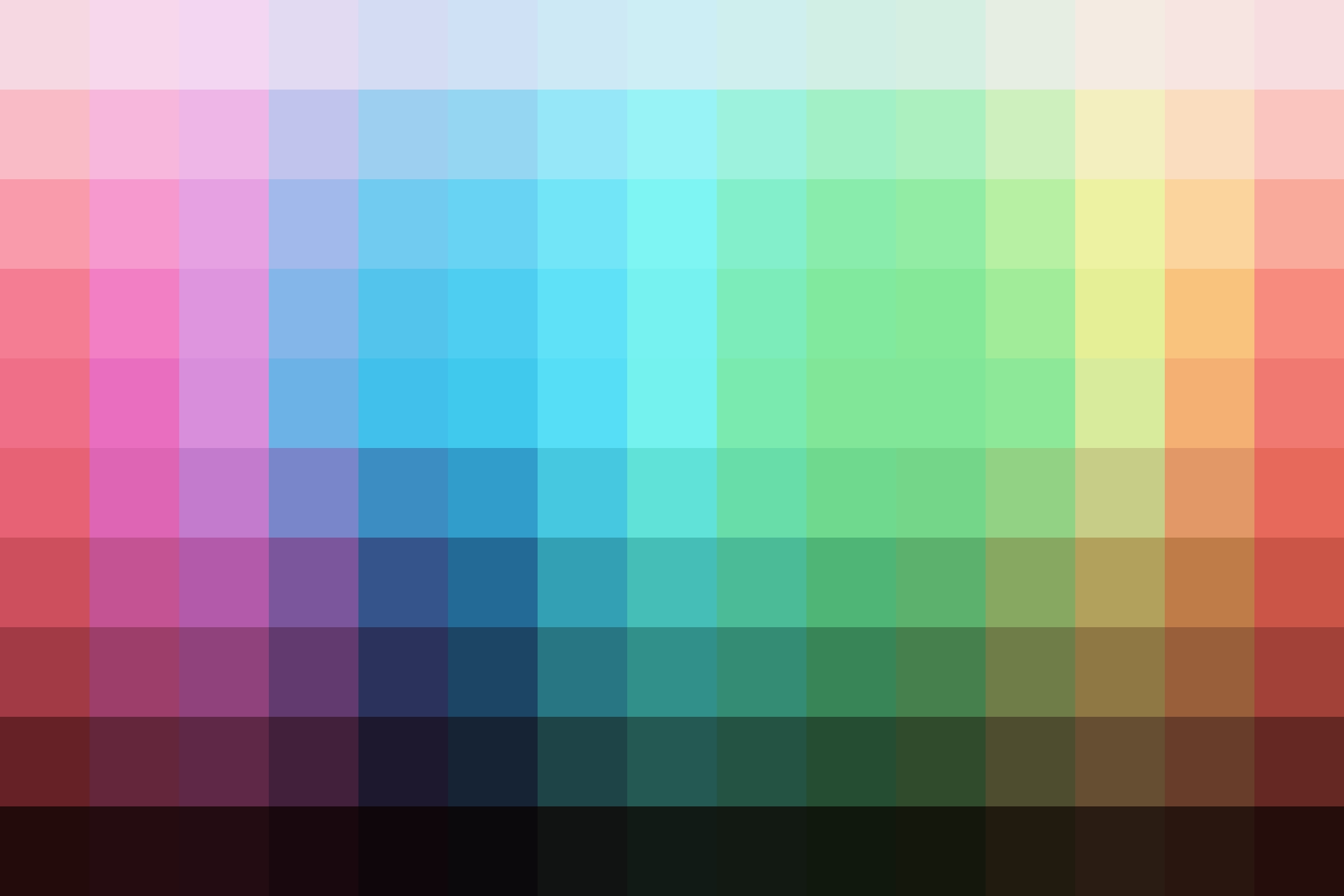 Color palette showing the adjusted hues from this Pink Beach LUT.