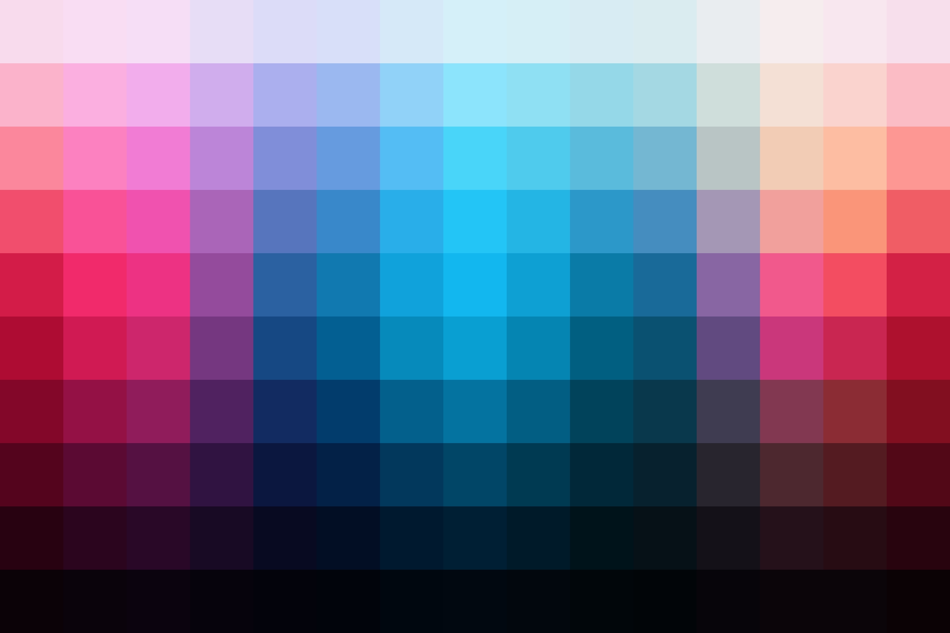 Color palette showing the adjusted hues from this Pink Cyan Concert LUT.