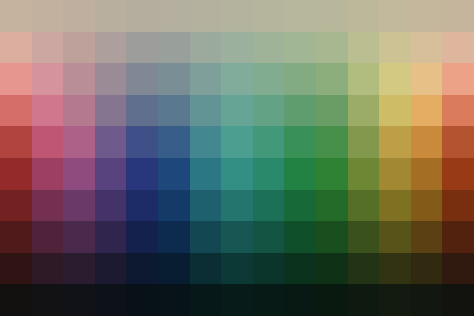 Color palette showing the adjusted hues from this The Phoenician Scheme - Chapel LUT.