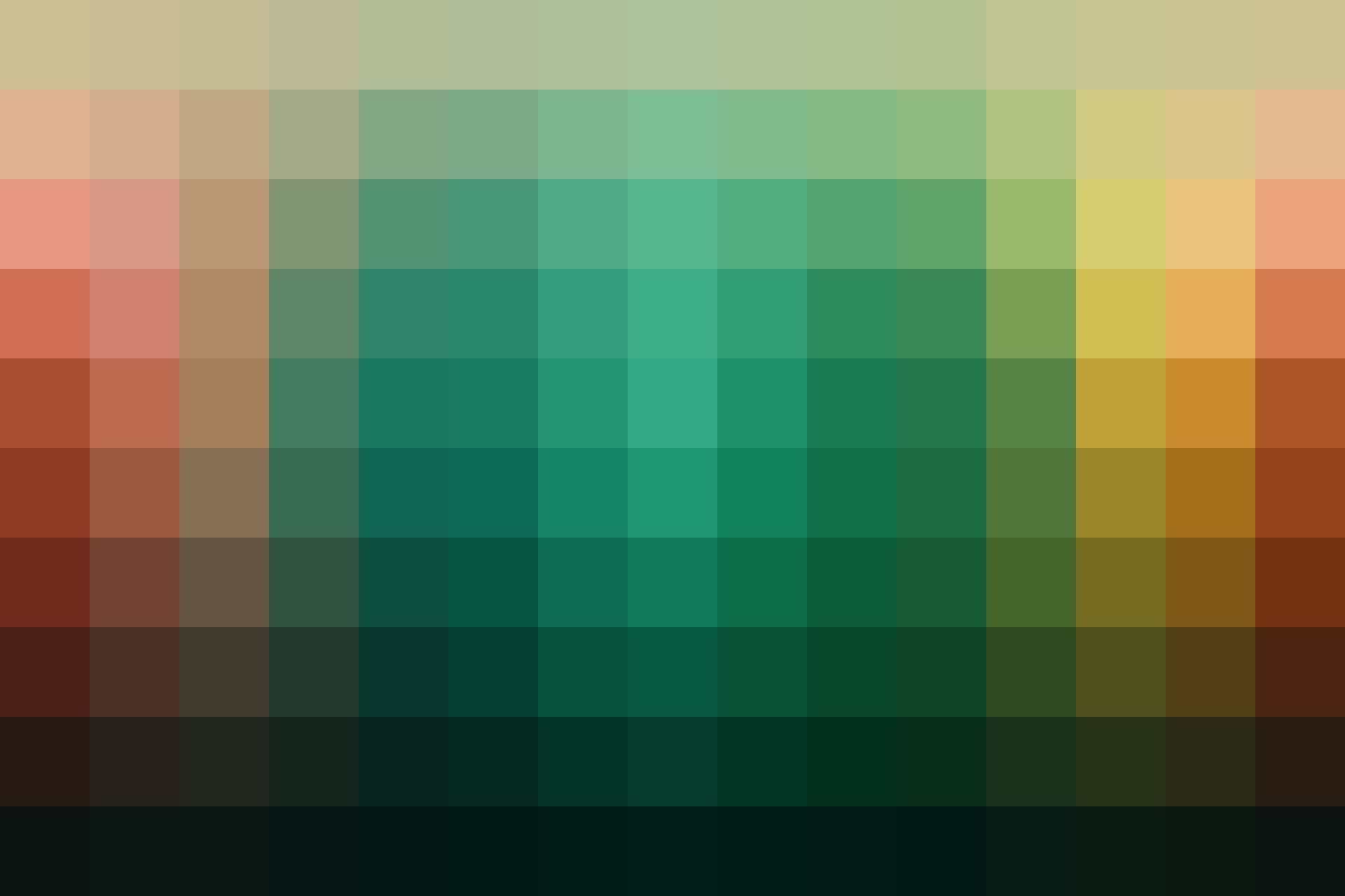 Color palette showing the adjusted hues from this The Phoenician Scheme Green LUT.