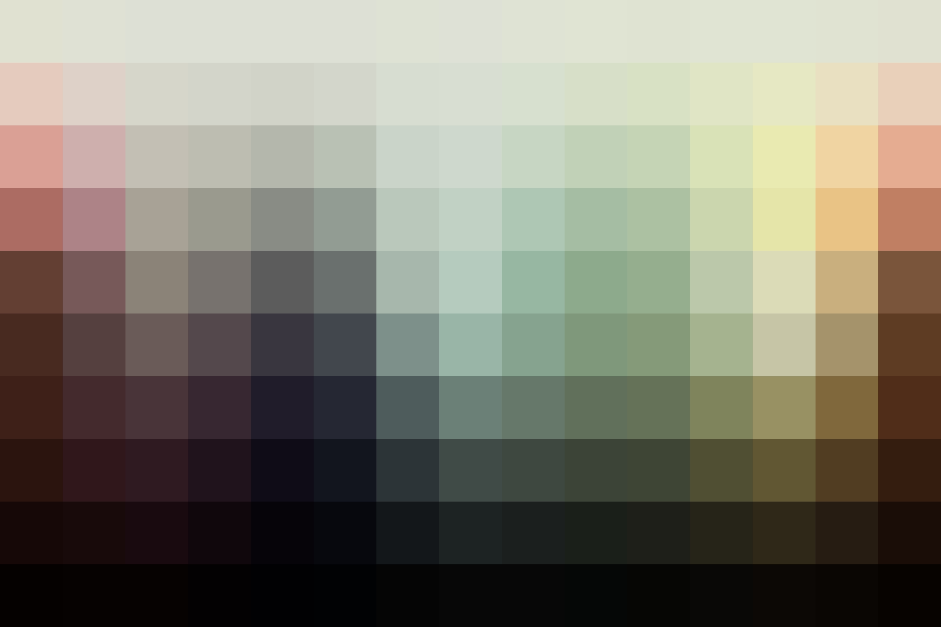 Color palette showing the adjusted hues from this Turbonite Lightroom Preset.